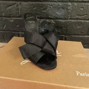 Louboutin Matricia 100 Black Satin Heels